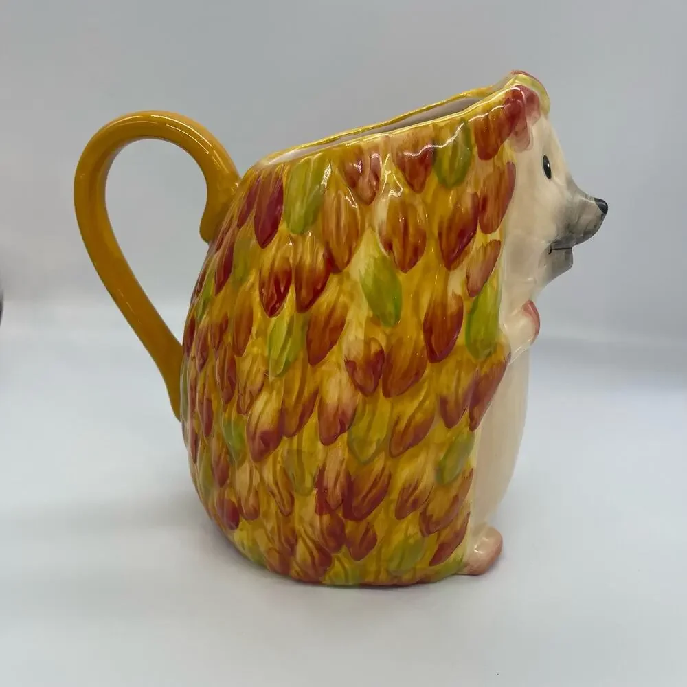Pier 1 Imports Hedgehog Hand Painted Pitcher 8.5